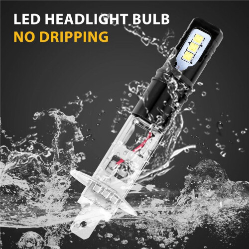 2X H1 6000K Super Bright White 6000LM DRL LED Headlight Bulb Kit High- 1