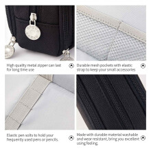 Large Capacity Pencil Case 3 Compartment Pouch Pen Bag for School Teen Girl Boy Men Women (Black)