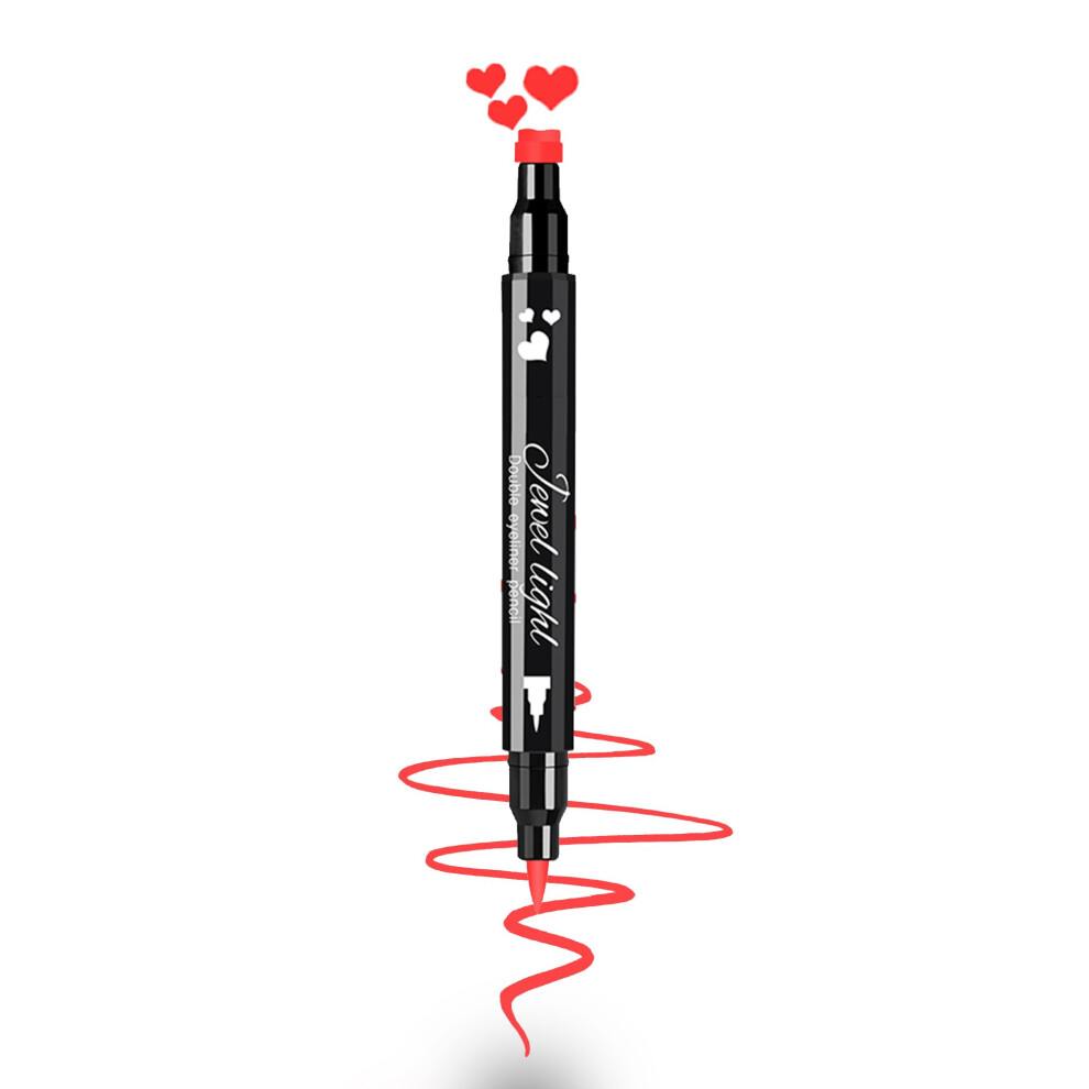 Waterproof DualEnded Heart Stamp Eyeliner Pen SmudgeProof Quick Dry Red for Valentines Day