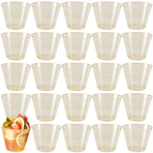 Gouden Plastic Bekers Doorzichtige Plastic Wijnglazen, Mooie Wegwerpbare Harde Plastic Bekers met Gouden Glitter voor Feestbekers 25 Stuks