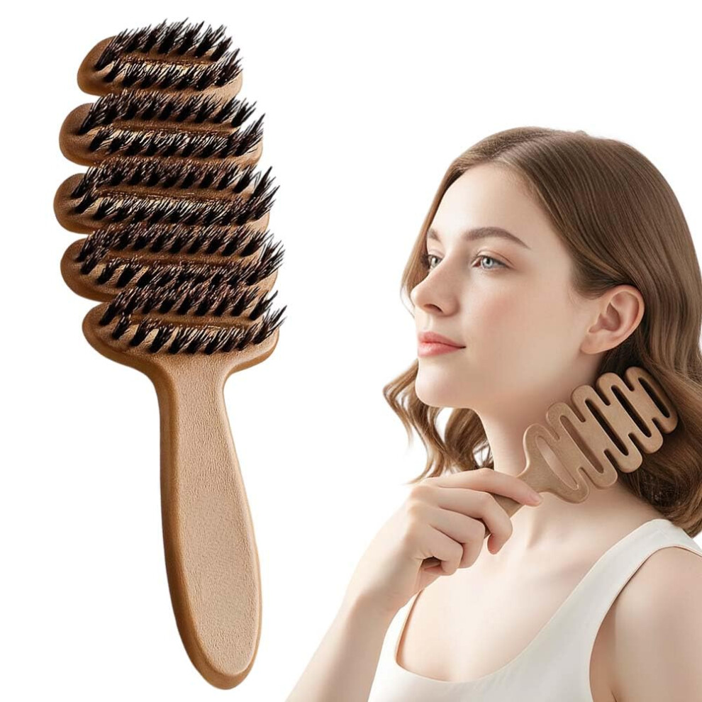Boar Bristle Hair Brush with Instant Root Lift, AntiFrizz Shine and Gentle Detangling for Fine Hair
