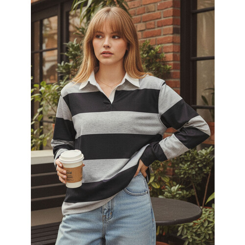 (S, Navy Blue) Γυναικείες Ριγέ Μπλούζες Φθινοπωρινά Streetwear 2