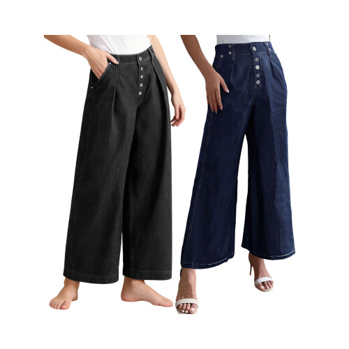 (XL, Dark Blue) Γυναικείο τζιν παντελόνι με τσέπες. 2