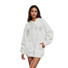 (M, White) Sweat-shirts amples à capuche pour femmes, motifs marins, manches longues, pulls décontractés automne-hiver