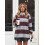 (XL, Burgundy) Γυναικείες Ριγέ Μπλούζες Φθινοπωρινά Streetwear 3