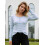 (S, Light Grey) Women's Spring V Neck Tops Long Sleeve Solid Color/Stripe Slim Fit Fall Blouse 2