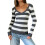 (XL, Dark Grey) Γυναικείο Πλεκτό Πουλόβερ Ριγέ Μπλούζα 1