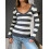 (XL, Dark Grey) Γυναικείο Πλεκτό Πουλόβερ Ριγέ Μπλούζα 5