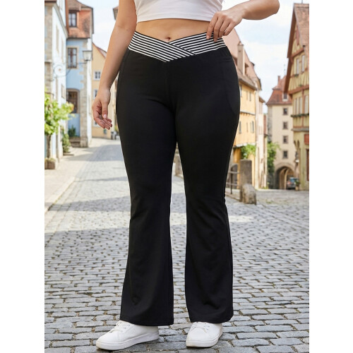 (XXXXL, Black) Γυναικείο παντελόνι καμπάνα στενή εφαρμογή. 2