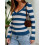 (XL, Blue) Γυναικείο Πλεκτό Πουλόβερ Ριγέ Μπλούζα 5