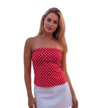 (M, Multi-color) Débardeurs à pois pour femmes, slim fit, épaules dénudées, dos nu, crop tops d'été tendance.