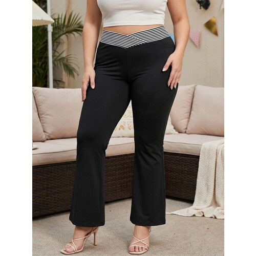 (XXXL, Black) Γυναικείο παντελόνι καμπάνα στενή εφαρμογή. 1