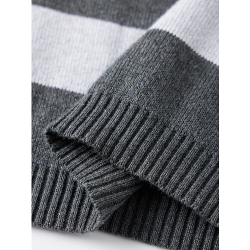 (L, Dark Grey) Γυναικείο Πλεκτό Πουλόβερ Ριγέ Μπλούζα 1