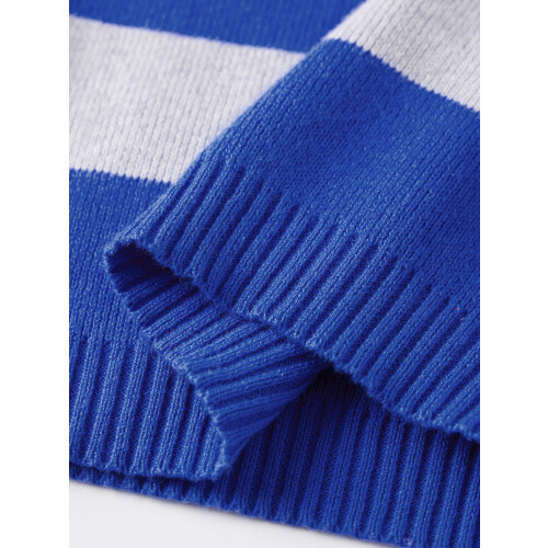 (XL, Blue) Γυναικείο Πλεκτό Πουλόβερ Ριγέ Μπλούζα 1
