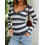 (XL, Dark Grey) Γυναικείο Πλεκτό Πουλόβερ Ριγέ Μπλούζα 7