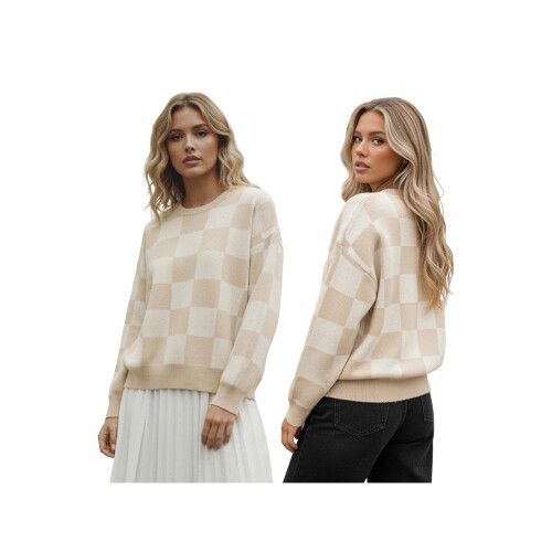 (L, Khaki) Γυναικείο Πουλόβερ Φθινοπώρου-Χειμώνα, Μακρύ Μανίκι。 1