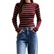 (L, Red) Blusas de punto rojas para mujer de primavera y verano, de manga larga y corte ajustado.