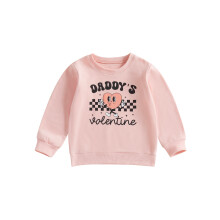 (3-4 Years, Pink) Mädchen-Sweatshirt, langarm, Rundhalsausschnitt, mit Buchstaben- und Herzprint, Pullover-Hoodie, Valentinstag-Oberteil