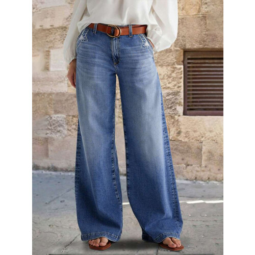 (XL, Blue) Γυναικείο τζιν παντελόνι εφαρμογή, τσέπες 2