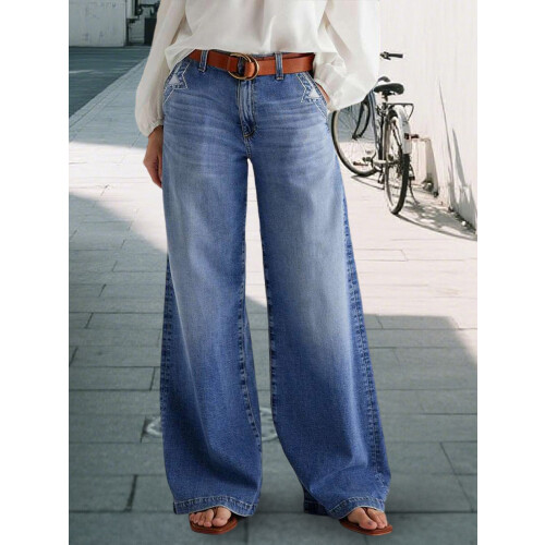 (XL, Blue) Γυναικείο τζιν παντελόνι εφαρμογή, τσέπες 1