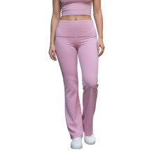 (M, Pink) Trendy flared broek voor dames in effen kleur met elastische tailleband, geschikt voor de lente/zomer.