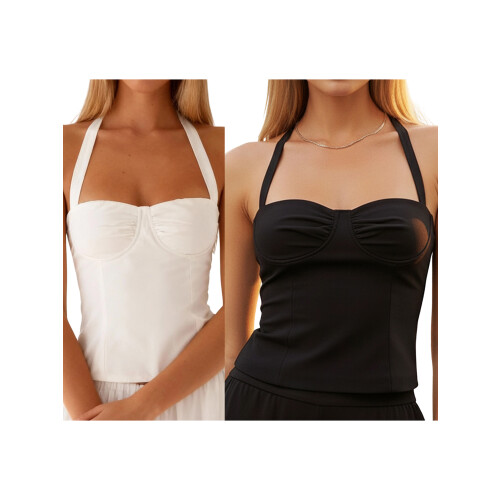 (L, Black) Γυναικεία αμάνικα μπλουζάκια καλοκαιρινά μπουστάκια 2