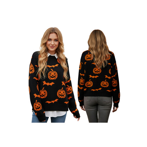 (XL, Black) Γυναικείο πλεκτό πουλόβερ και κολοκύθα. 1