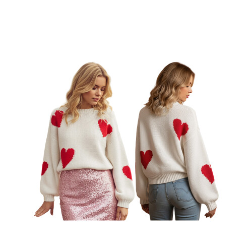 (L, White) Γυναικείο Φθινοπωρινό Ριχτό Στρογγυλή Λαιμόκοψη 1