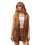 (XL, Brown) Γυναικείο μπουφάν με μπροστινό μέρος. 1