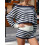 (S, Navy Blue) Ensemble femme en automne rayée. 6