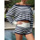 (S, Navy Blue) Ensemble femme en automne rayée. 4