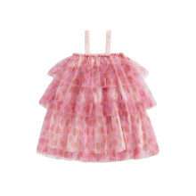 (4-5 Years, Khaki) Mädchen Valentinstagskleid mit Herzmuster, ärmellos, Rüschen, Prinzessinnenkleid für Kleinkinder