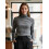 (M, Gray) Hauts pour femmes automne manches longues col roulé coupe ajustée pull rayé pull en maille 6