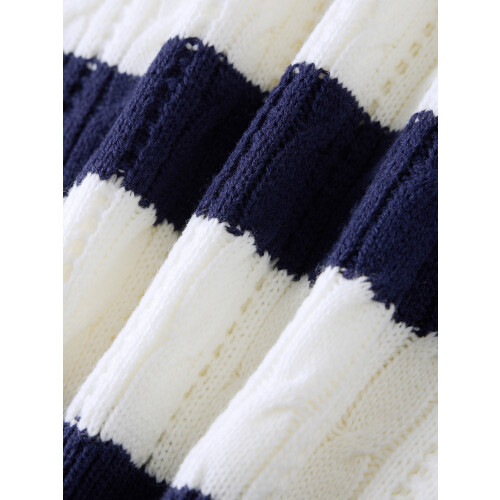 (L, Navy Blue) Γυναικείο Πουλόβερ Φθινοπώρου Λαιμόκοψη, Streetwear 1