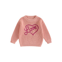 (3-6 Months, Pink) Baby Girl Boy Fall Sweater Long Sleeve O-Neck Letter Hearts Embroidery Soft Cozy Fashion Tops