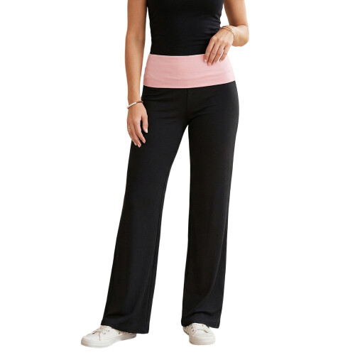 (M, Black) Γυναικείο Casual Παντελόνι Αντίθεσης Χρώμα.