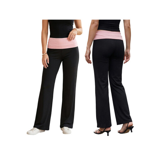 (M, Black) Γυναικείο Casual Παντελόνι Αντίθεσης Χρώμα. 1