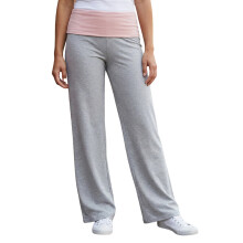 (M, GRAY) Dames casual broek met wijde pijpen, omgeslagen hoge taille, contrasterende kleur, losse broek