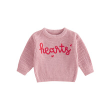 (6-9 Months, Pink) Baby Girl Sweater, Long Sleeve Crew Neck Letters Heart Winter Warm Knit Pullover Sweater Valentine's Day Clothes