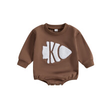 (9-12 Months, Brown) Tutina per neonati e bambine, morbida e ricamata, a maniche lunghe, con scollo rotondo.