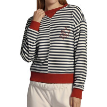 (L, Multicolor) Haut ample femme, rayures et étoiles tendance, manches longues, col rond, sweat-shirt automnal décontracté