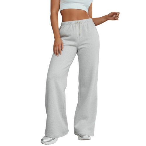 (S, Light Gray) Γυναικεία Casual Παντελόνια με Ελαστική Μέση και Τσέπες, Ριχτό Streetwear