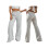 (S, Light Gray) Γυναικεία Casual Παντελόνια με Ελαστική Μέση και Τσέπες, Ριχτό Streetwear 2