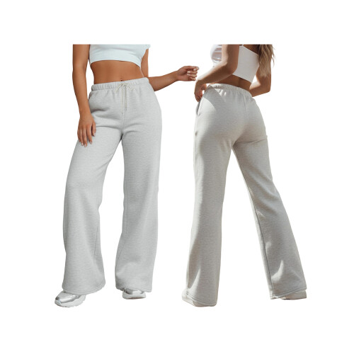 (S, Light Gray) Γυναικεία Casual Παντελόνια με Ελαστική Μέση και Τσέπες, Ριχτό Streetwear 1