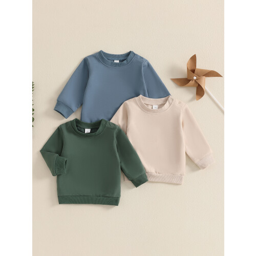 (2-3 Years, Beige) 3 τεμάχια φούτερ μακριά μανίκια. 2