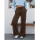(L, Brown) Γυναικεία Casual Παντελόνια με Ελαστική Μέση και Τσέπες, Ριχτό Streetwear 5