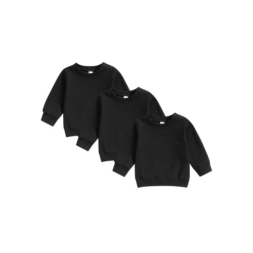 (12-18 Months, Black) 3 τεμάχια φούτερ μακριά μανίκια.