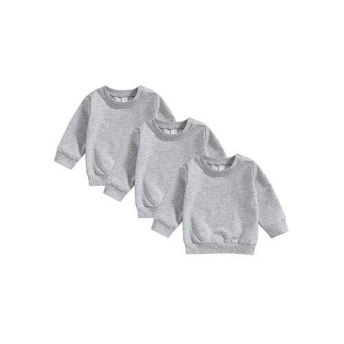 (2-3 Years, Gray) 3 τεμάχια φούτερ μακριά μανίκια.