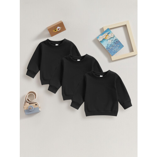 (0-6 Months, Black) 3 τεμάχια φούτερ μακριά μανίκια. 1
