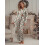 (M, Ivory) Completo pigiama natalizio da donna, camicia a maniche lunghe e pantaloni, set 2 pezzi comodi. 3